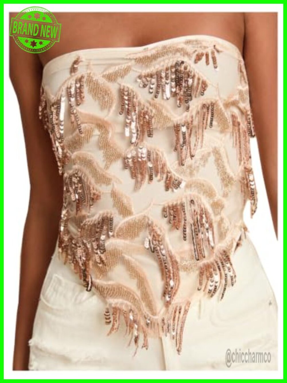 Boho Sparkly Sequin Fringe Tank Top Rave Hanky Hem Tie Back Summer